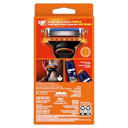 Gillette Fusion5 Power Razor for Men, 1 Gillette Power Razor Handle + 1 Blade Refill