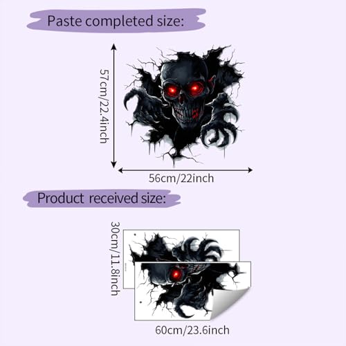 Halloween Floor Wall Decor Peel and Stick 3D Horror Skull Stickers - Variation of Halloween Wall Stickers 2
