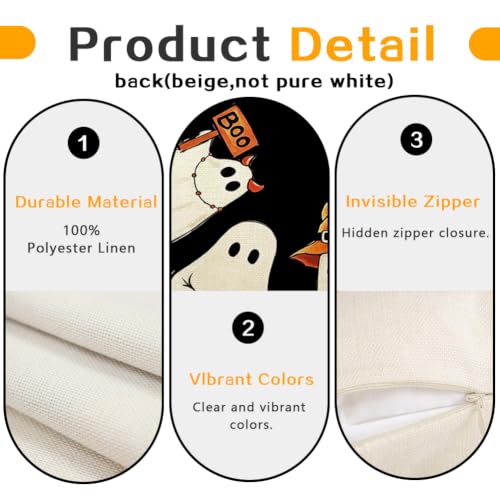 Halloween Ghost Pillow Covers 20x20 Set of 2 Black White Decor - Ghost Boo