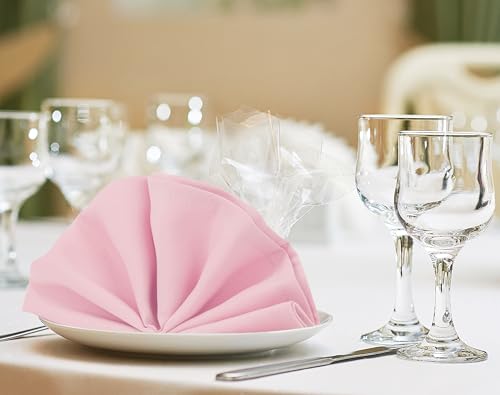 Pink Cloth Napkins Set of 24 - 17x17 Inches, 100% Polyester, Elegant Dinnerware