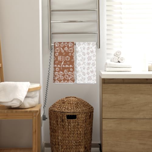 Fall Line Art Neutral Pumpkin Kitchen Decor Dish Towels Set of 2 - Color 12