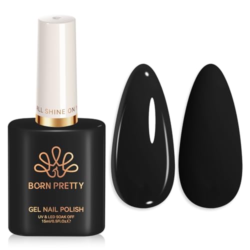 Black Gel Nail Polish - Opaque Black Halloween Design - Pure Black Variation, 15ml