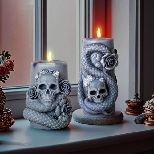 Silicone Candle & Resin Molds Set - Snake & Skull Design, 4 Pieces