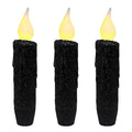 Black Glitter Flameless Taper Candles Set of 3 with Timer - 4-3/4 Inch