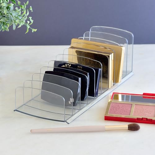 Large Clear Makeup Palette Organizer with 10 Compartments, Cosmetic Storage Box