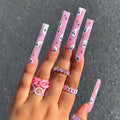 Halloween Ghost Fake Nails - Extra Long Press-On Nails with White Ghost Design