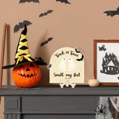 Baby's First Halloween DIY Footprint Art Card Sign - Trick Variation