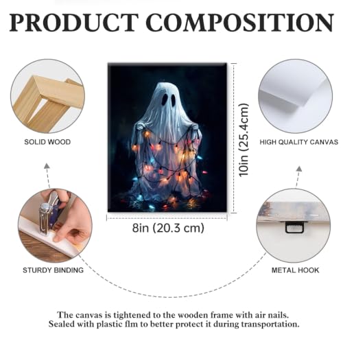 Ghost Wall Art Halloween Decor 8x10 Gothic Ghost Glowing Wall Hanging - Variation: Ghost-18