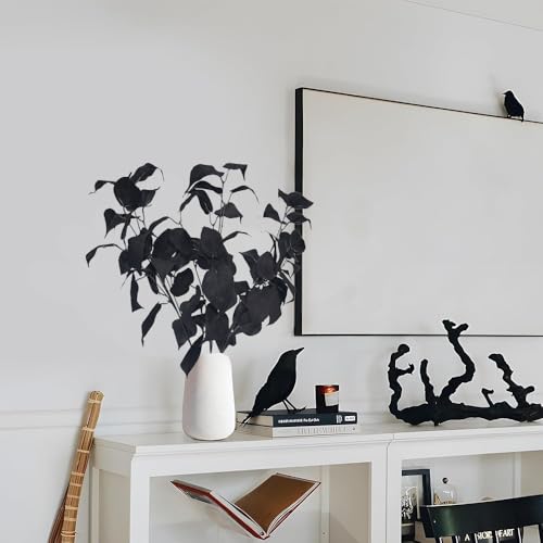 Artificial Black Ivy Stems - 3 Pack 30 Inch Faux Black Leaf Branches for Gothic Decor & Weddings - Black-Evergreen