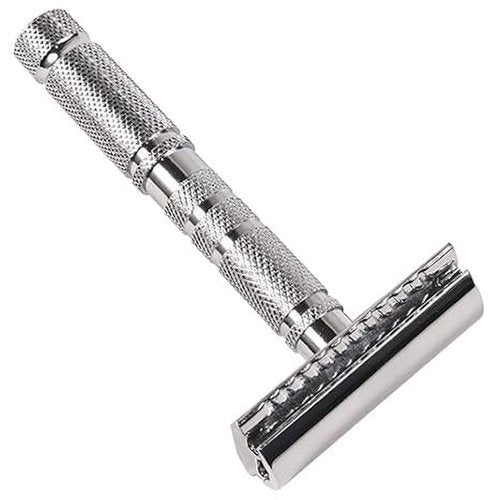 Parker A1R TRAVEL SAFETY RAZOR - Compact 4-Piece Double Edge Safety Razor with Protective Leather Case - Ideal for Everyday Use - Iconic Brand