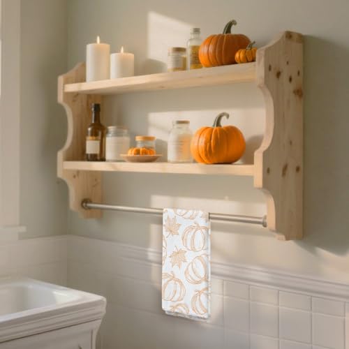 Fall Kitchen Hand Towels with Maple Leaf & Pumpkin Decor - 16x24in - Color-2