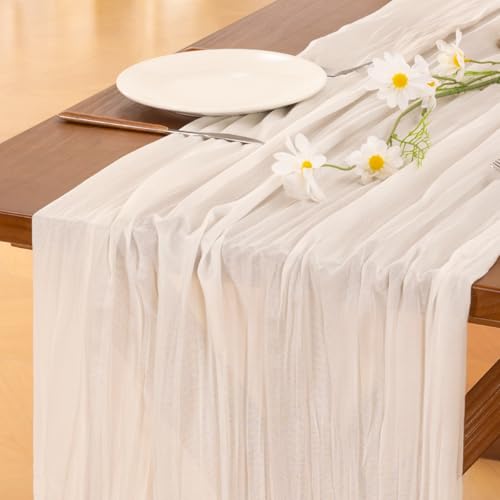 Ivory Cheesecloth Table Runner 10ft x 10pcs for Wedding & Event Decor