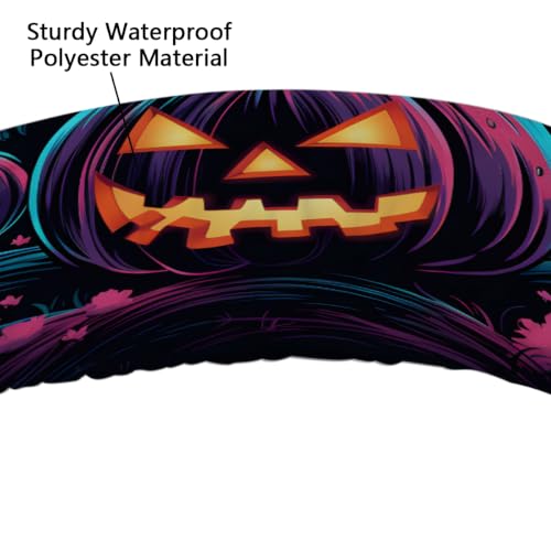 50-Inch Glowing Pumpkin Fitted Waterproof Round Tablecloth for Halloween Parties