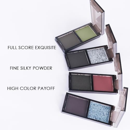 Color Shimmer Black Matte Red Eyeshadow Palette - 04# Red+Black, Long-Lasting & Highly Pigmented, Vegan & Cruelty-Free