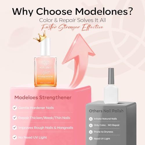 Modelones Nail Strengthener Glitter Nude Nail Polish - A7 Variation