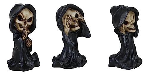 Gothic Grim Reaper Skeleton Figurines Set of 3 Halloween Decor Spooky Halloween Props