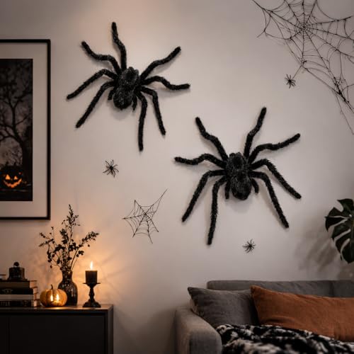 Halloween Wall Stickers Set with Spiders and Webs - Removable Indoor Decorations
