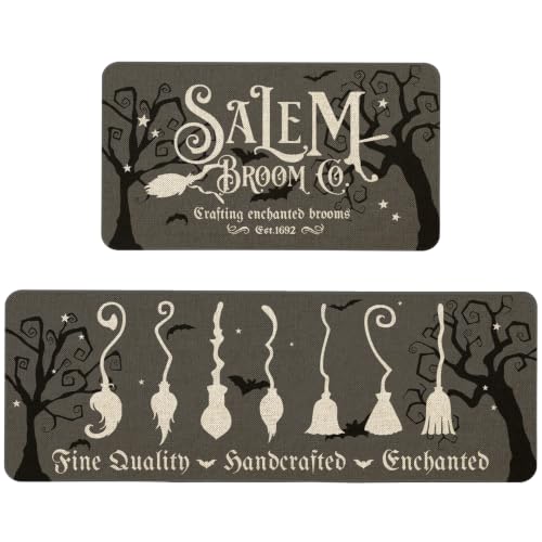 Halloween Witches Kitchen Rugs and Mats Set of 2 - 1.5 x 3.11 ft Rectangular Halloween Floor Decor