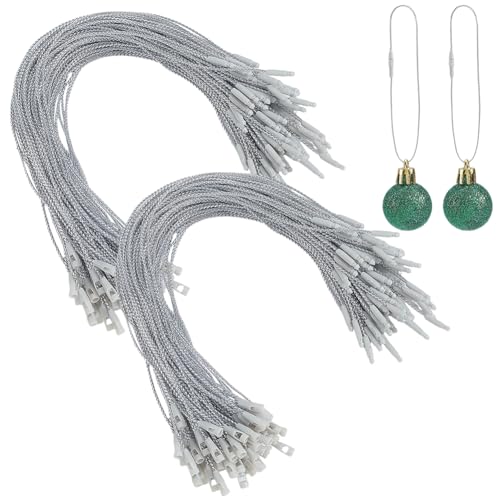 Silver Christmas Ornament Hangers Strings with Snaps - 200 Pack