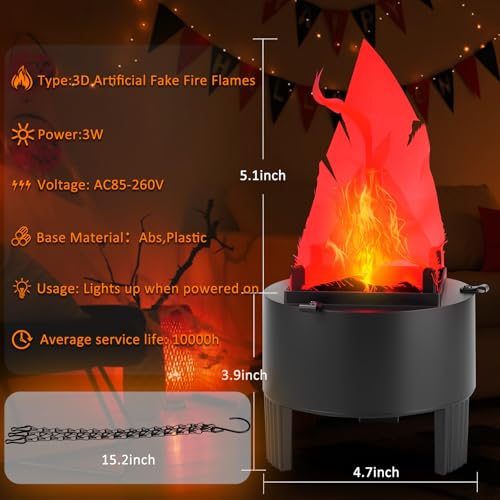 3D Fake Fire Flame Light LED Effect Hanging Lamp for Halloween Christmas Party