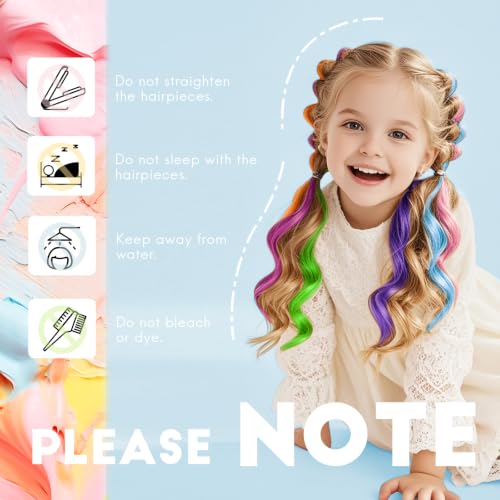 Dreamlover Colored Kids Crazy Hair Day Hair Extensions - Multi Colors 12.5 Inch, 24 Pieces
