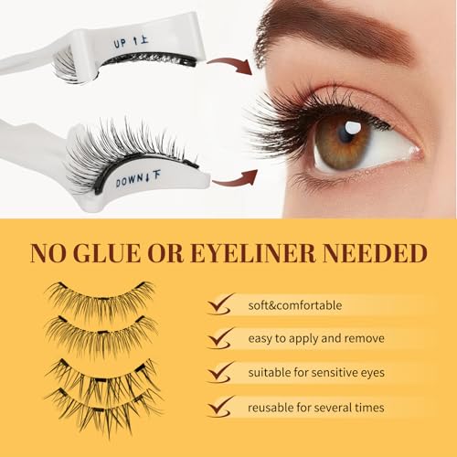 Reusable Magnetic Eyelashes Set with Applicator - 2 Pairs A11 - Natural Look, Easy to Apply, No Glue Needed