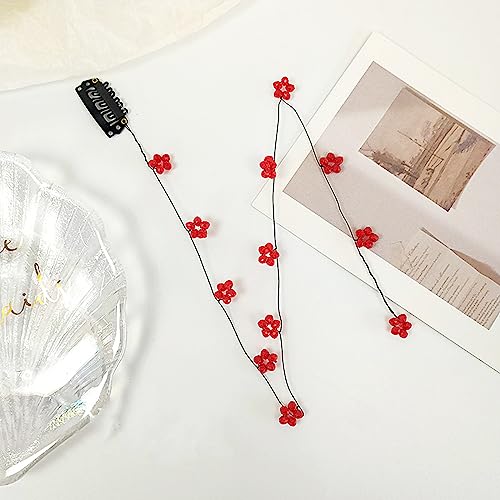 Flower Hair Clips Set with Resin Tassels & BB Clips - 4 Colors