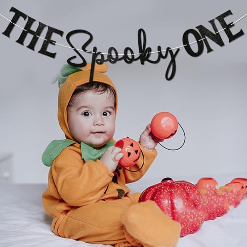 Halloween First Birthday Banner - Spooky Ghost Glitter Party Decorations