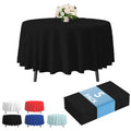 Disposable Plastic Tablecloth 84 Inch Round Black 5 Pack - Party Table Cover