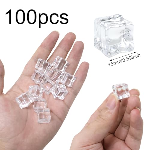 Artificial Plastic Clear Square Ice Cubes Set - 50pcs for Home, Party, Photography