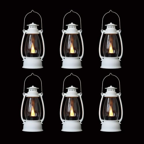 White Mini Lantern Set - 6 Elegant Battery-Operated LED Decor Lanterns for Weddings, Ramadan, Parties