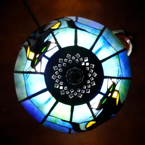 8-Inch Black Cat Tiffany Glass Table Lamp - Handcrafted Stained Glass Bedside Decor