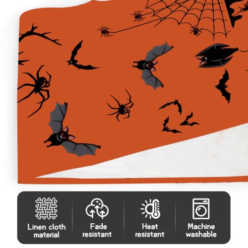 Halloween Table Runner 13x72 Inch Gothic Spiders Web Bats Decor