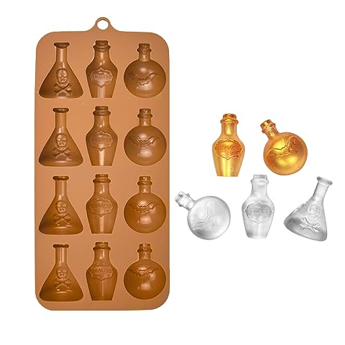 Halloween Silicone Potion Bottle Molds Set - 3pcs Food Grade Candy & Ice Cubes