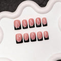 Press On Nails Black French Tip Fake Nails Short Square M / A 2626