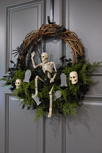Halloween Skeleton Wreath for Front Door - Handcrafted 20-Inch Door Decor