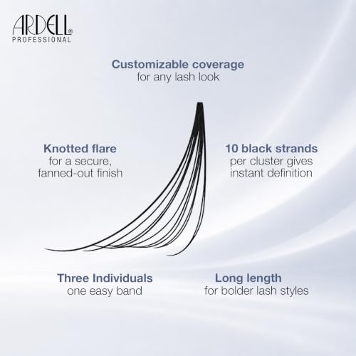 Individual Trios Long Black False Lashes - Knotted Flare Finish, 4 Pack