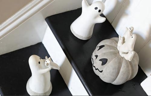 Halloween Figurine Set - Ghost & Jack-O-Lantern Tabletop Decorations 7x10 Inches - Fall Autumn Home Decor with Variation Ghosts & Jack-O-Lantern