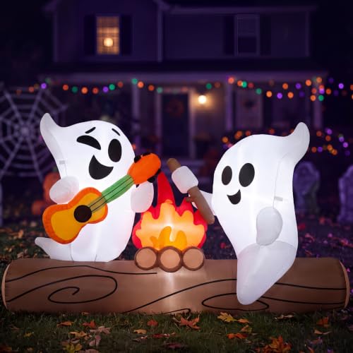 6ft Halloween Inflatable Ghost with LED Campfire Outdoor Decoration