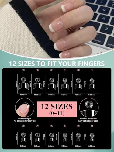 480Pcs Short Almond & Tapered Square Nail Tips Set - False Nails for Manicure