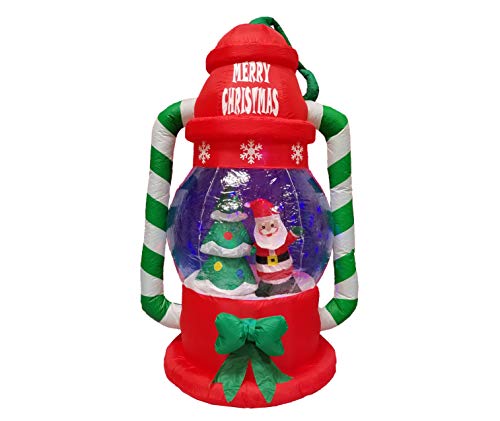 6 Ft Lighted Christmas Inflatable Lantern with Santa and Tree - Outdoor Holiday Decor