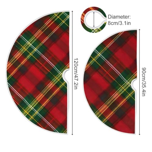 Christmas Tree Skirt Decoration 35.4 Inch Mini Tartan Plaid Red Green Holiday Home Decor - Variation of Red Green Plaid