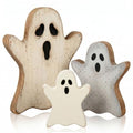 Halloween Ghost Decor Set - Crackle Distressed Wooden Ghosts for Indoor Home Halloween Decorations