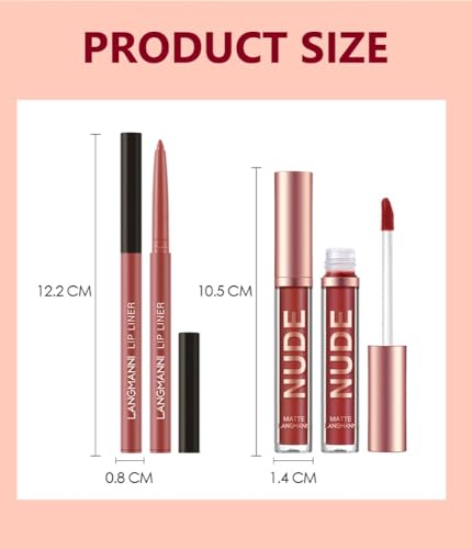 Matte Lipstick & Lipliner Set - Waterproof, Long-Lasting, Velvet Finish - Variation C
