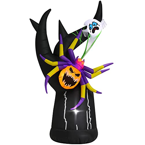 Halloween Inflatable Tree with LED Lights - 8 FT Outdoor Decoration, Black Tree Variant
