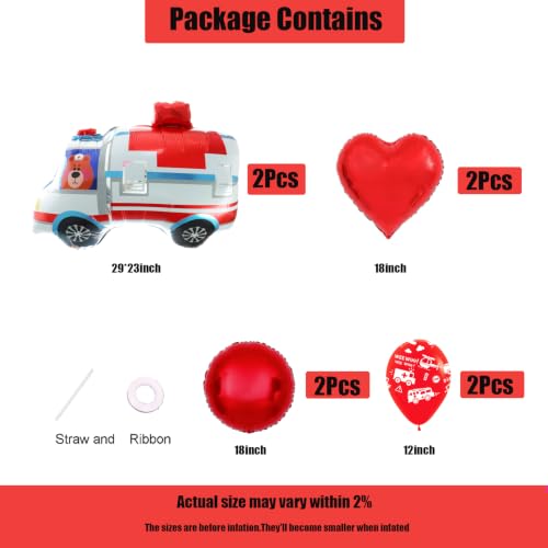 Emergency Vehicle Balloons Set - Ambulance, Nurse & Rescue Party Decorations