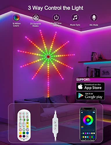 20 Inch Firework LED Strip Lights RGB Dream Color Music Sync with Remote App Control