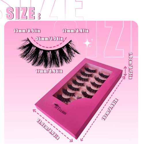 3D Faux Mink False Eyelashes Cross Fluffy Natural Look - 8 Pairs Variation 001D-0.67IN-Manga