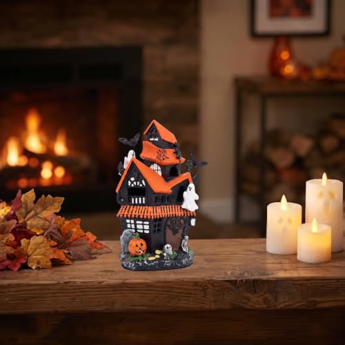 Halloween Haunted Village Decor LED Resin Spooky Town Black