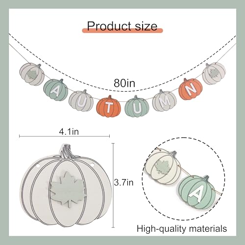 Rustic Wooden Autumn Pumpkin Banner - Fall Garland for Fireplace & Thanksgiving Decor